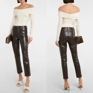 Citizen of Humanity Jolene Brown High Waist Striaght Leg Leather Pants - 28